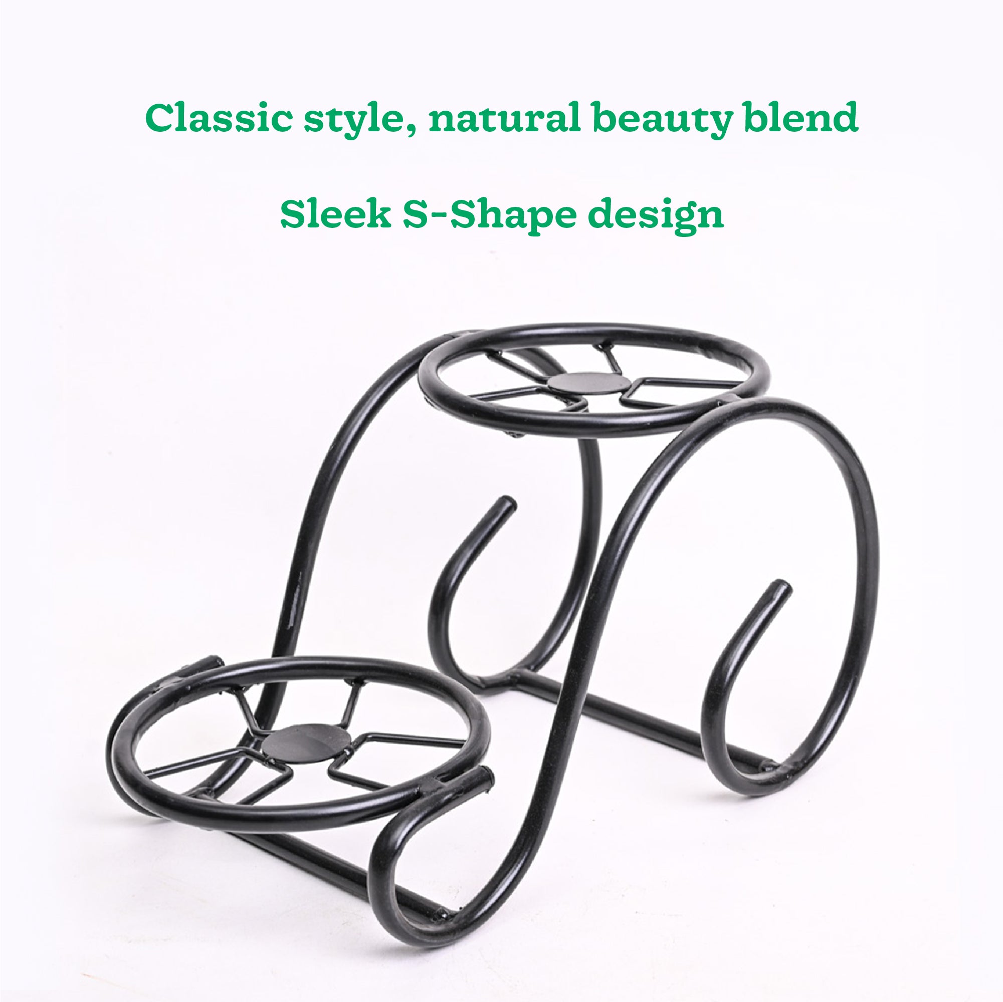 Swirl Decorative Plant stand- Set of 2- Black