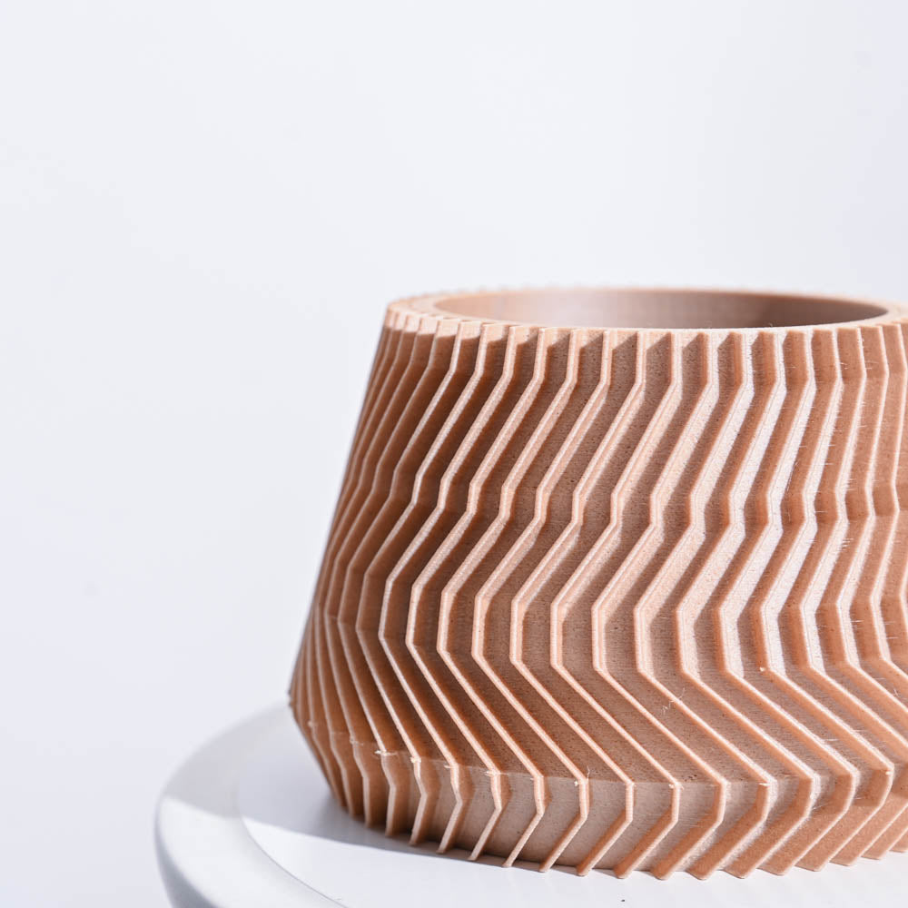 Ridged Waves Wooden Pot