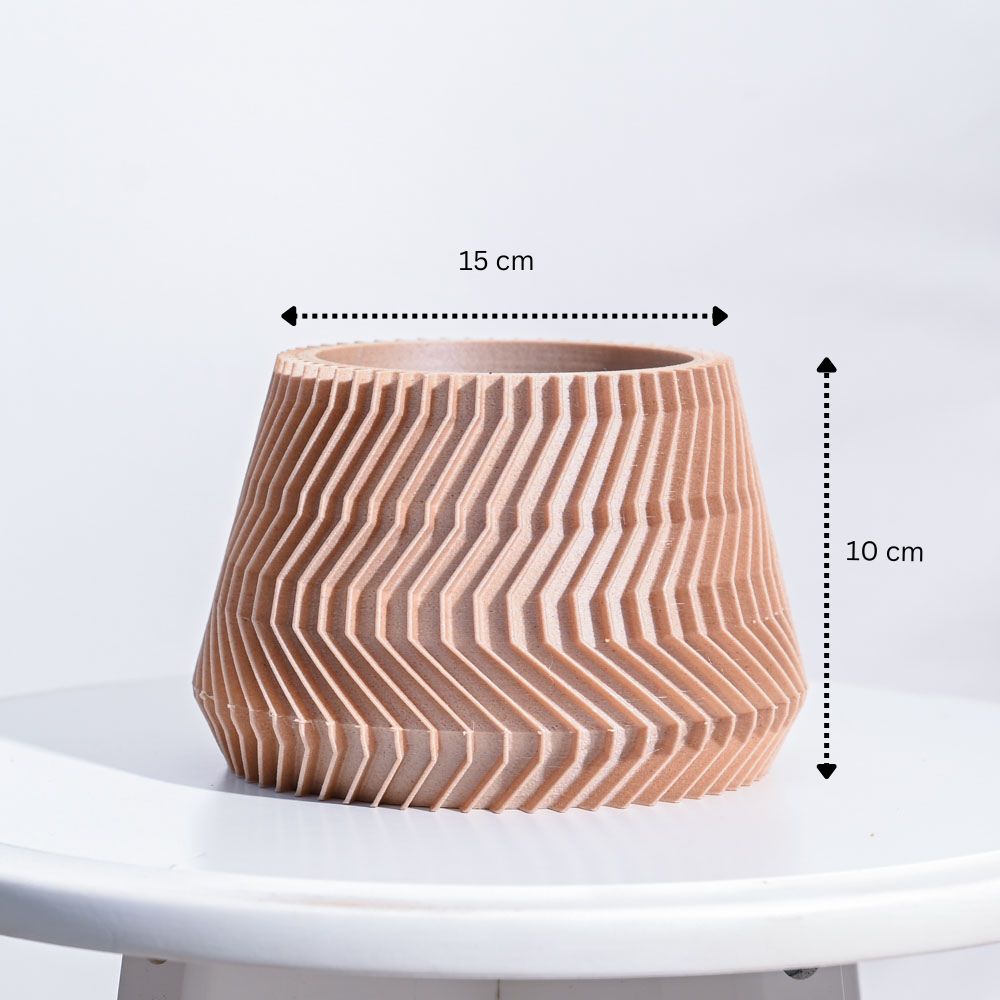 Ridged Waves Wooden Pot